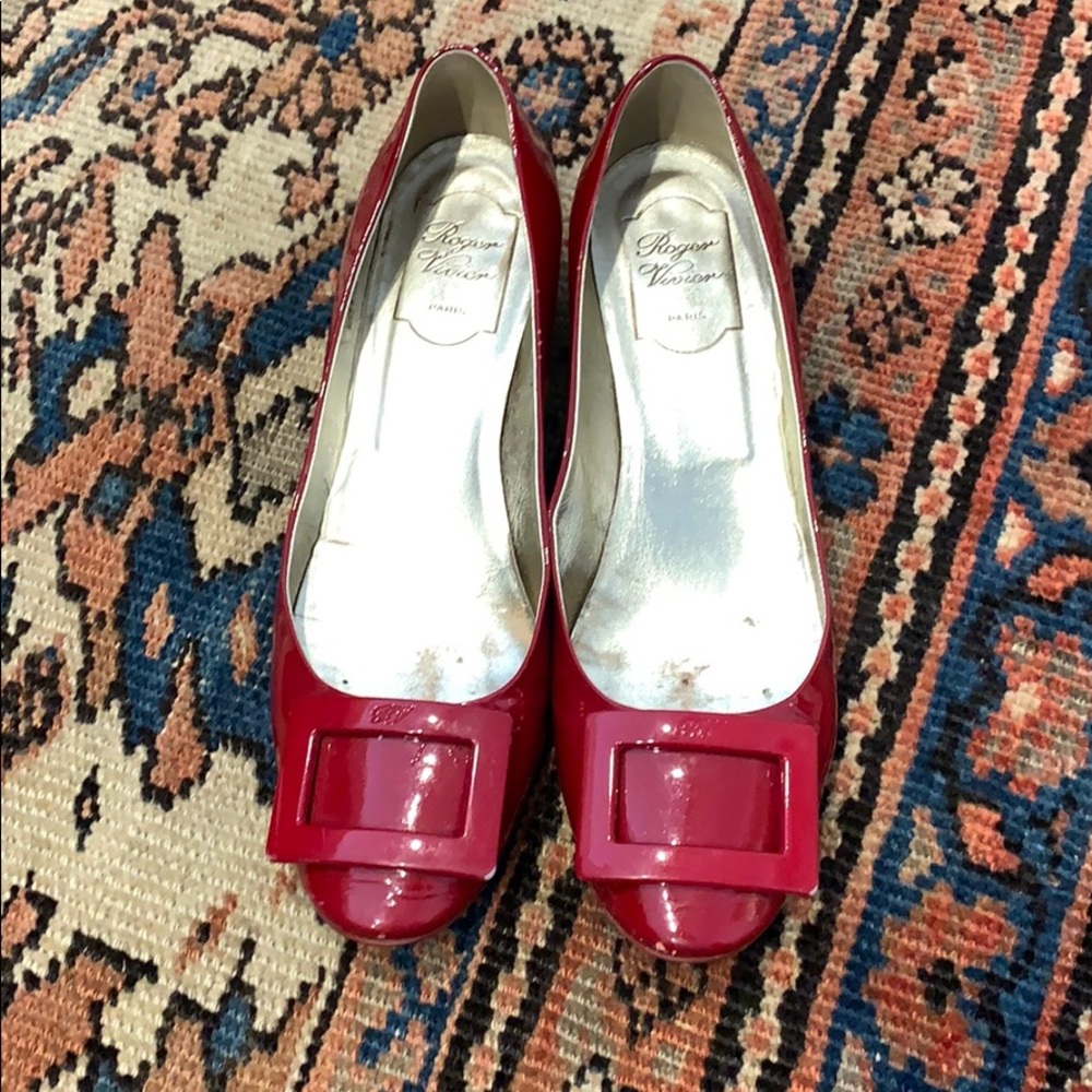 Red patent leather Roger Vivier pumps